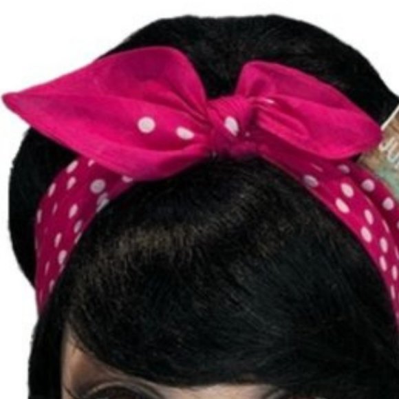 Pink and White Polka Dot Retro Bandana Tie Headband - Picture 9 of 13